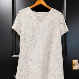 White Casual Eyelet Dress